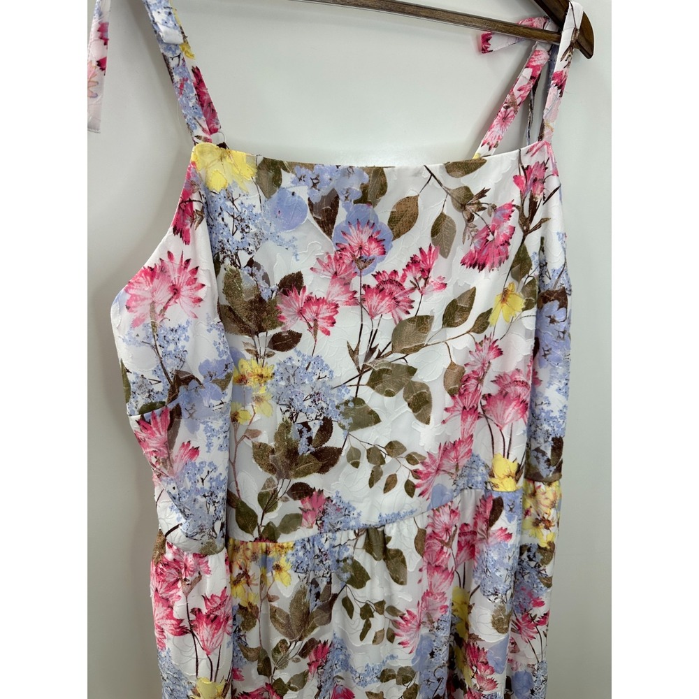 Lane Bryant Floral Maxi Dress Tiered Tie Strap Pockets Lined Plus Size 24 Summer - Picture 5 of 15
